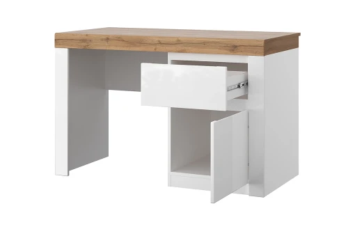 TAURUS, Стол письменный 1D1S. Цвет БЕЛЫЙ /ДУБ ВОТАН