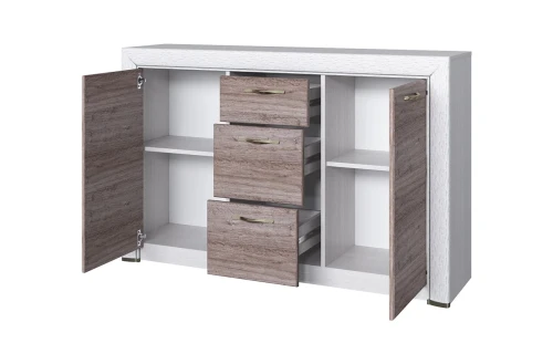 Тумба 2D3S, OLIVIA, цвет вудлайн крем/дуб анкона