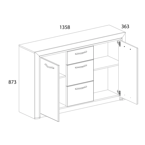 Тумба 2D3S, OLIVIA, цвет вудлайн крем/дуб анкона