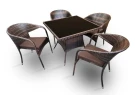 Обеденная группа стол Римини + 4 Кресла Греция из искусственного ротанга Dark Brown Обеденная группа стол Римини + 4 Кресла Греция из искусственного ротанга Dark Brown
