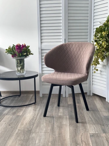 Стул ХИЛТОН 360 град., цвет B5 Капучино, велюр / черный каркас М-City