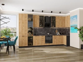 Кухонный гарнитур Флэт-05 Wotan Oak 2S Graphite