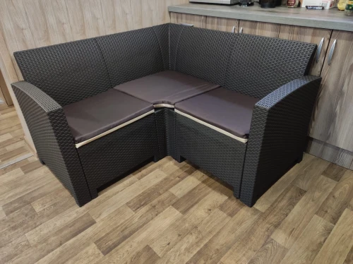 Угловой диван под ротанг Калифорния “California“ 136х136 см арт.80497 с подушками на сиденье