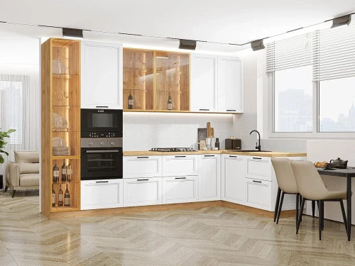 Кухонный гарнитур Нео-04 White Silk Дуб Вотан