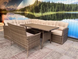 Обеденная группа плетеной мебели Албания + диван Анкор Brown