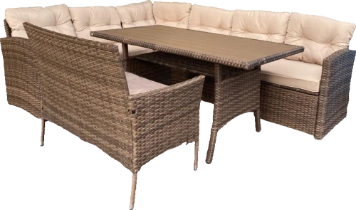 Обеденная группа плетеной мебели Албания + диван Анкор Brown