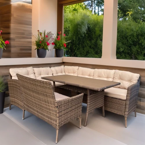 Обеденная группа плетеной мебели Албания + диван Анкор Brown