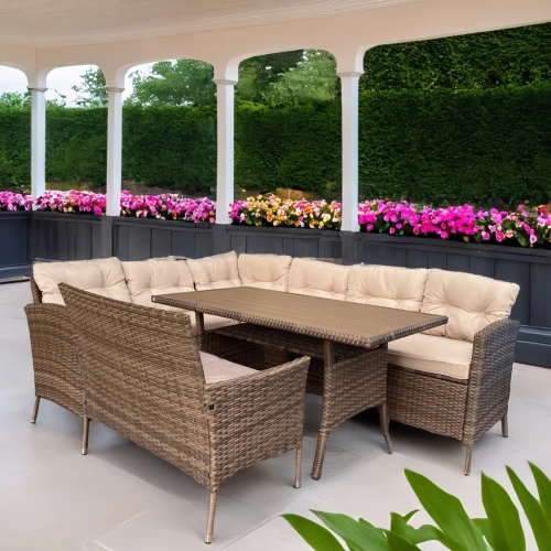 Обеденная группа плетеной мебели Албания + диван Анкор Brown