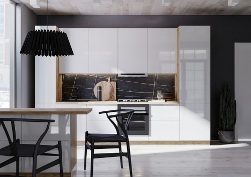 Модульная кухня Эстетик 3400 Магнолия МДФ прямая