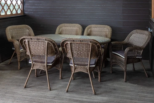 Обеденная группа Мэдисон с овальным столом и 6 кресел с подушками на сидение и спинку