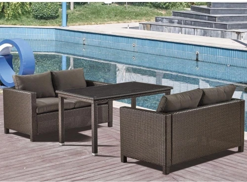 Обеденный комплект плетеной мебели с диванами T256A/S59A-W53 Brown