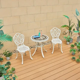 Стол круглый из литого алюминия с керамикой АНТИК «ANTIQUE» D60х66 арт.6152  -  White