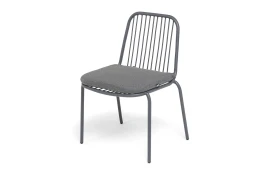 "Кастелло" стул плетеный из роупа, каркас из стали темно-серый (RAL7024) муар, ткань темно-серая 027