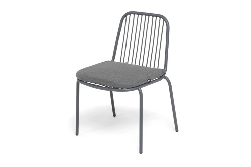 "Кастелло" стул плетеный из роупа, каркас из стали темно-серый (RAL7024) муар, ткань темно-серая 027