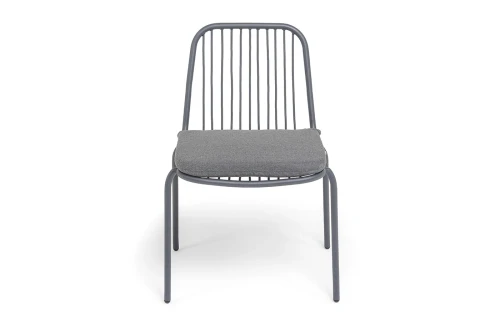 "Кастелло" стул плетеный из роупа, каркас из стали темно-серый (RAL7024) муар, ткань темно-серая 027