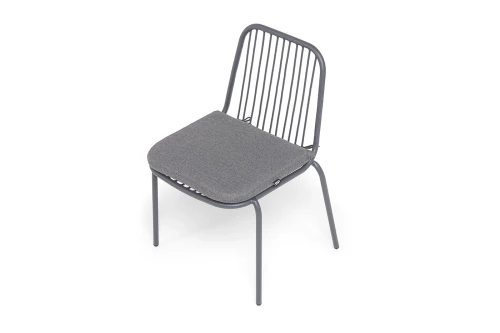 "Кастелло" стул плетеный из роупа, каркас из стали темно-серый (RAL7024) муар, ткань темно-серая 027