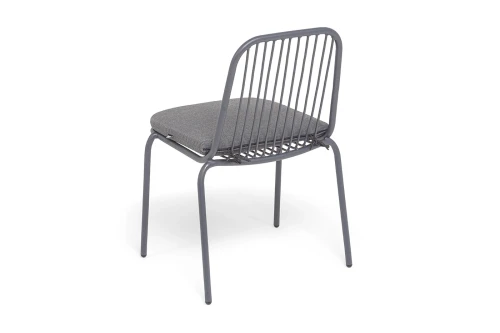"Кастелло" стул плетеный из роупа, каркас из стали темно-серый (RAL7024) муар, ткань темно-серая 027
