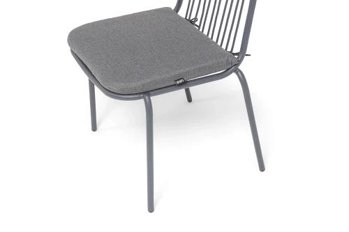 "Кастелло" стул плетеный из роупа, каркас из стали темно-серый (RAL7024) муар, ткань темно-серая 027