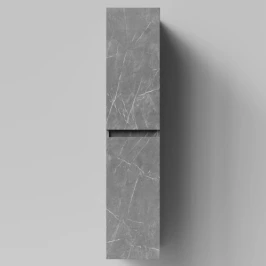 Пенал Бест 30 (2 двери) подвесной, Мрамор Серый софт тач ПВХ 4044-1, левый, бельевая корзина