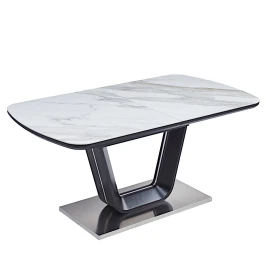 DT177 Стол раскладной Snow White 160-200/90*76, керамич. столешница, основ. МДФ+сталь