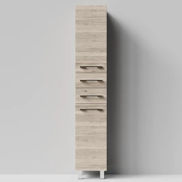 Пенал Мальта 35 напольный, Дубослив ореховый светлый ПВХ 3445, левый, бельевая корзина