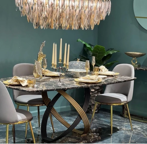 Стол обеденный Сфера F-1457 (F1200), 180х100х76 см, черный мрамор