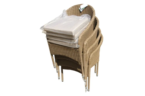 Набор мебели Софи  арт.GS061/GS062 серо-бежевый, бежевый (1 стол+4 стула, ротанг серо-бежевый) "Garden story"