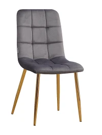 C919/DC809 Стул мягкий, ГРАФИТ#h21 велюр, каркас металл золото КРУГЛЫЙ