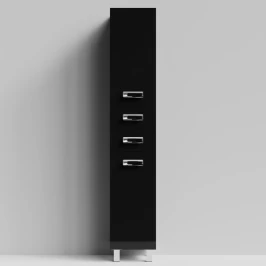 Пенал Орландо 35 напольный, черный глянец, правый, бельевая корзина