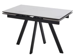 Стол НЕО-2 120 MATTE БЕЛЫЙ МРАМОР, керамика / Черный каркас, М-City