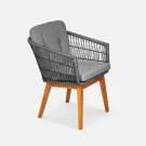 Стул Letto Чёрный металлик, RAL 9005 Jamaica grey, Ясень. Тик - 1/2 искусственный ротанг