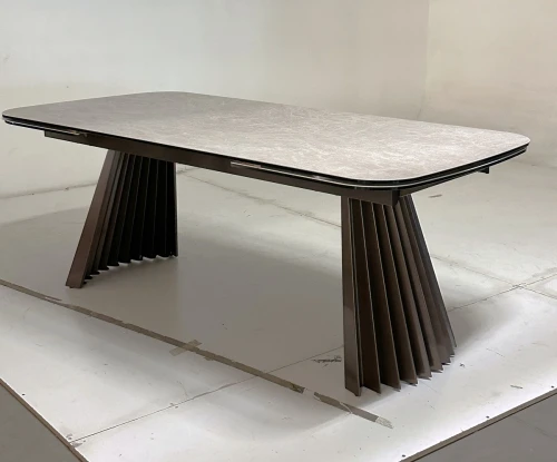 Стол ASTRID 200 TL-102 Бежевый мрамор, испанская керамика / Шоколадное золото каркас, ®DISAUR