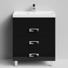 Тумба Орландо 70 напольный, черный глянец Vodok с раковиной в комплекте