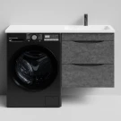 Тумба Смайл 120 подвесной, под стиральную машину, правая, Серый камень ПВХ 57806 Vodok с раковиной в комплекте