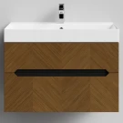 Тумба Элато 85 подвесной, Дуб цвет 5 Vodok с раковиной в комплекте