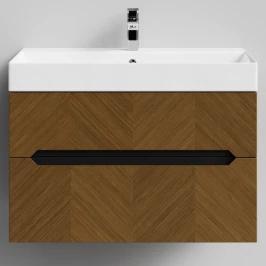 Тумба Элато 85 подвесной, Дуб цвет 5 Vodok с раковиной в комплекте