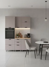 Готовый кухонный гарнитур МК Аленушка 1,6м ПД 2 Лотос Кашемир,скоба антроцит,сонома