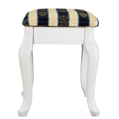 Банкетка Ретро с ящиком белый, ткань полоса синий