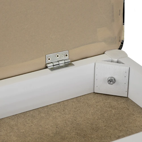 Банкетка Ретро с ящиком белый, ткань полоса синий