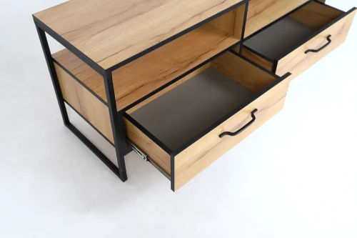 Тумба ТВ ВИРТОН-11, Дуб Крафт Золотой / Черный