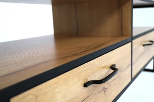 Тумба ТВ ВИРТОН-11, Дуб Крафт Золотой / Черный