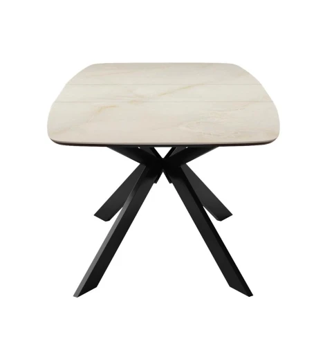 Стол DikLine BK140 Керамика глянец Ostra Bianco (мрамор глянец белый)/подстолье черное/опоры черные