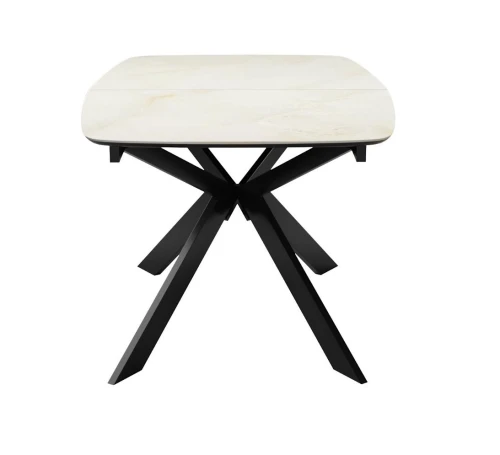 Стол DikLine BK140 Керамика глянец Ostra Bianco (мрамор глянец белый)/подстолье черное/опоры черные