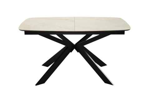 Стол DikLine BK140 Керамика глянец Ostra Bianco (мрамор глянец белый)/подстолье черное/опоры черные