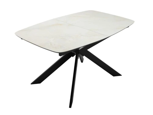 Стол DikLine BK140 Керамика глянец Ostra Bianco (мрамор глянец белый)/подстолье черное/опоры черные