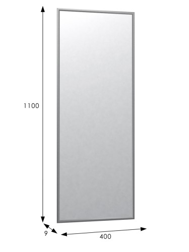 Зеркало настенное в раме Сельетта-6, матовое серебро 110 см х 40 см