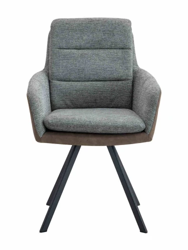 DC23071C Стул мягкий поворотный 360*с подлокот,Серый, каркас металл черный КВАДРАТ