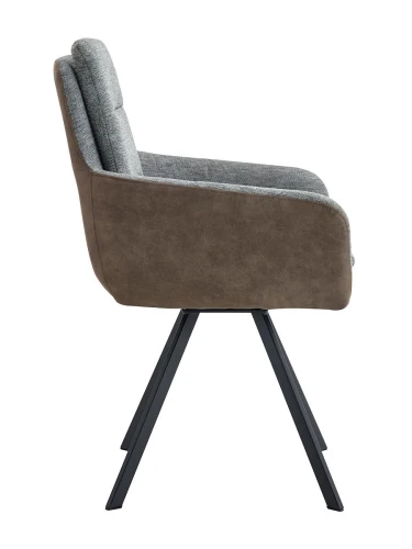 DC23071C Стул мягкий поворотный 360*с подлокот,Серый, каркас металл черный КВАДРАТ