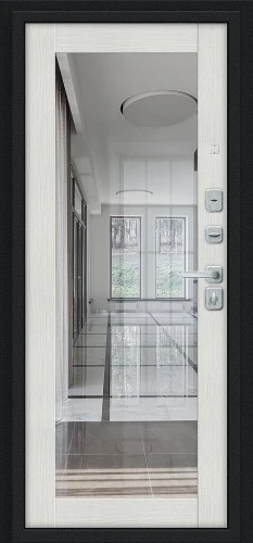 Входная дверь BRAVO Флэш МФ/BChrome Букле черное/Bianco Melinga