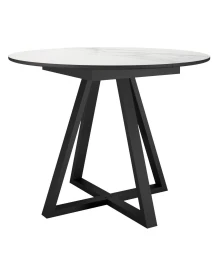 Стол DikLine SKZ100 d1000 Керамика Cristal Onyx Bianco Polished/подстолье черное/опоры черные (2 уп.)